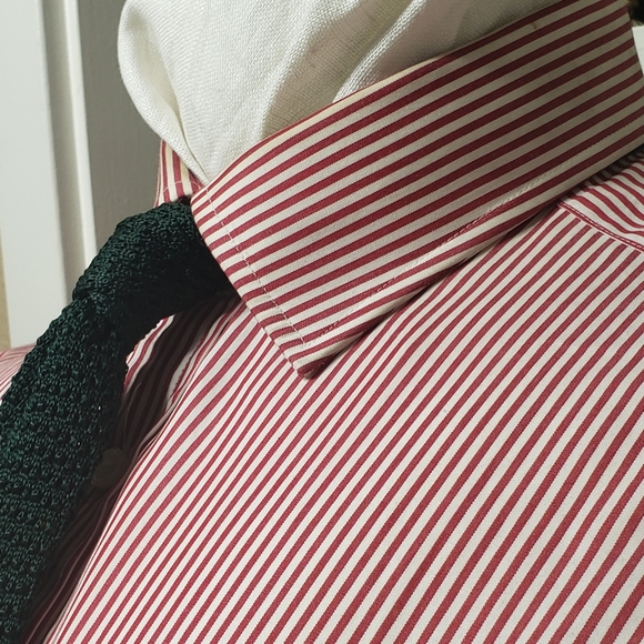 Men's T.M Lewin Striped Red Dress Shirt (17/34.5) - Picture 6 of 12